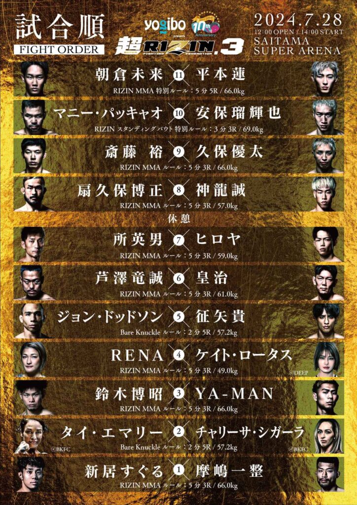 超RIZIN3 対戦カード